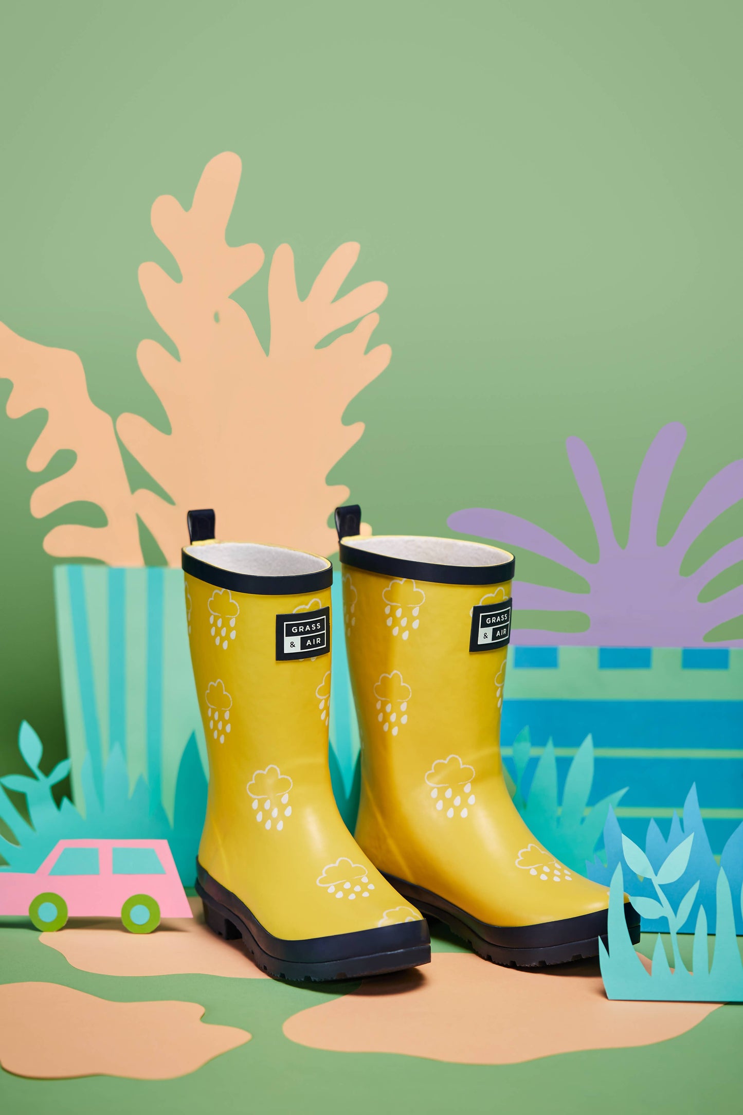 Grass & Air - Kids Yellow Colour Changing Wellies
