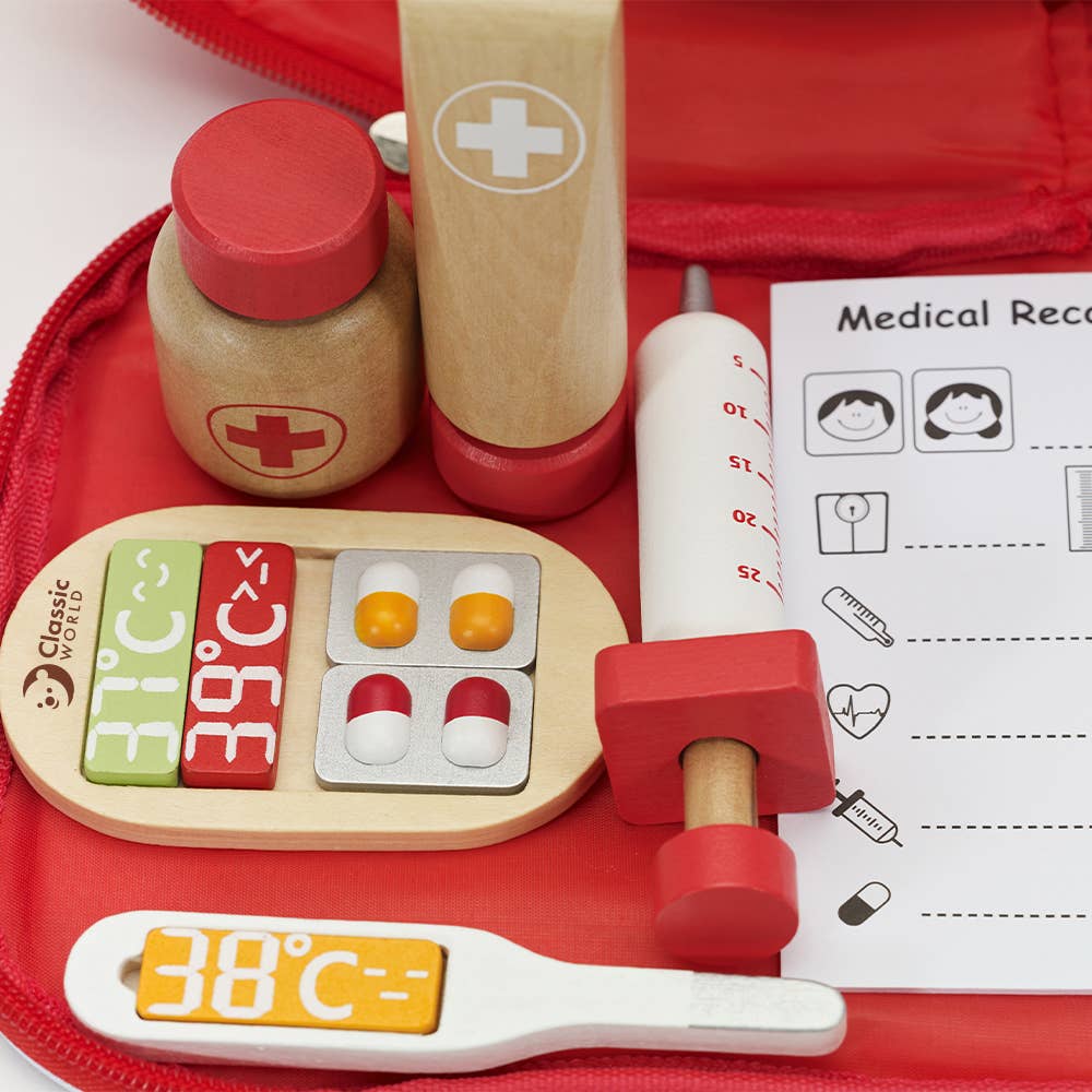 Hippychick - Classic World Red Doctor Set – Wooden Pretend Play