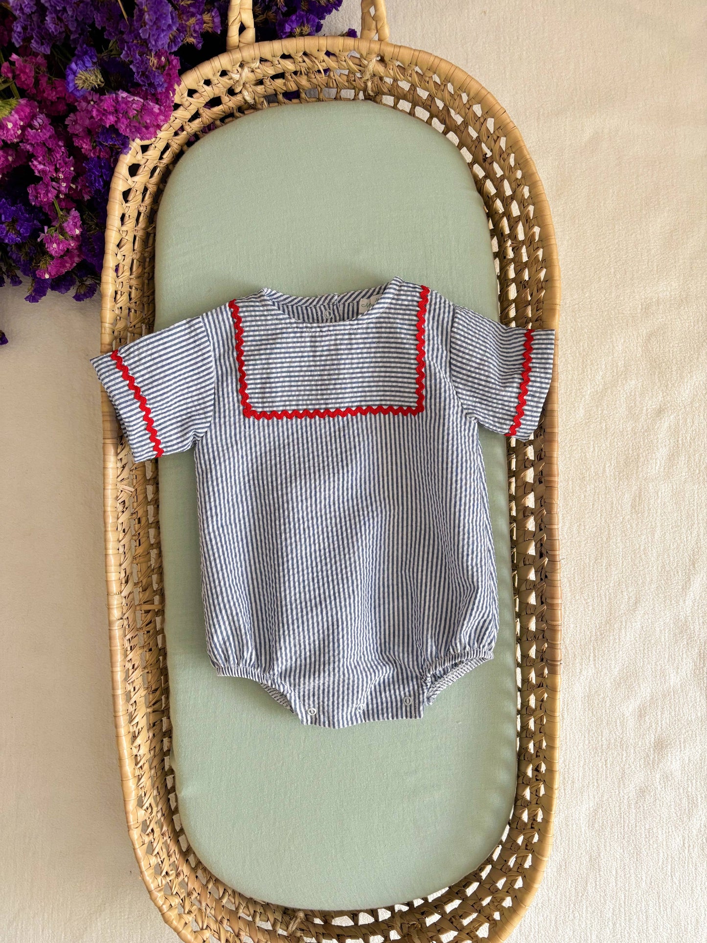 Baby & Child - Fluffy Blue Stripe Red Zigzag