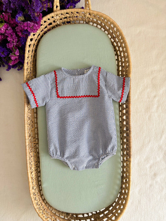 Baby & Child - Fluffy Blue Stripe Red Zigzag