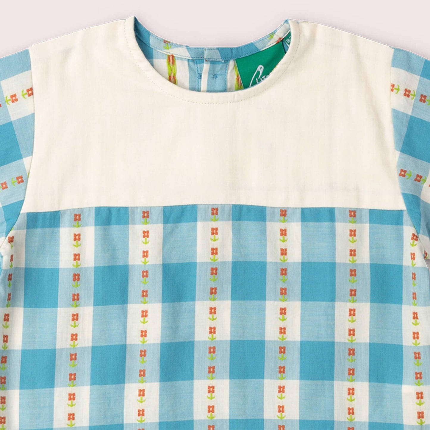 Blue Flowers Loose Fit Short Sleeve Henley Top - Little Green Radicals